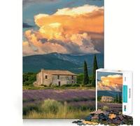 Maison en Pierre dans Un Champ de Lavande Puzzle de 1000 pièces pour Adultes Stimule la mémoire Joie familiale Assemblage du Motif Choix du Père Noël 38x52cm