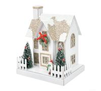 Maison En pour papier Lumineuse 17cm Style Européen Avec Détails Raffinés | Structure pour papier Et PVC Option Trois Tailles pour Lumière Intérieure Blanche Pour Décor De Bureau Vacances