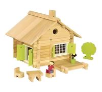 Maison en rondins a construire et accessoires - chalet 135 pieces bois naturel - construction enfant - jeujura Naturel G