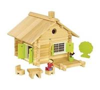 Maison en rondins a construire et accessoires - chalet 135 pieces bois naturel - construction enfant - jeujura Naturel G