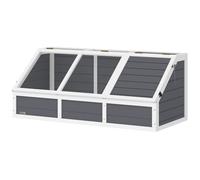 Maison enclos cage pour petit animal tortue en bois avec couvercle ouvrable, loquets, 2 espaces distincts, gris