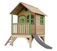 Maison Enfant avec Toboggan AXI Tom Gris | Aire de Jeux Extérieur en Marron & Vert | Cabane de Jeu en Bois FSC