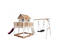 Maison Enfant AXI Liam avec Bac à Sable, Balançoire Nid d'Oiseau & Toboggan Violet