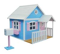 Maison enfant en bois - Grande maison avec véranda - Véranda avec auvent - Boîte aux lettres - Bac à fleurs