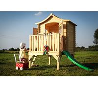 Maison Enfant Extérieure Timbela M550A - Cabane Bois 1.1m2 avec Toboggan - 175x146x212cm