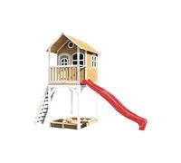 AXI Romy Maison Enfant avec Bac à Sable & Toboggan Rouge | Aire de Jeux pour l'extérieur en Blanc & marron| Maisonnette / Cabane de Jeu en Bois FSC