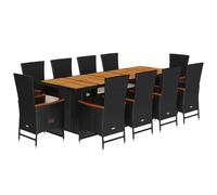 Maison exclusive - ensemble à manger de jardin 11 pcs coussins noir résine tress