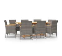 Maison exclusive - ensemble à manger de jardin 9 pcs avec coussins gris