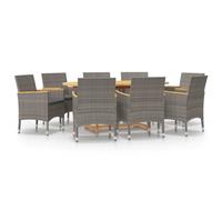 Maison exclusive - ensemble à manger de jardin 9 pcs avec coussins gris
