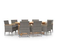 Maison exclusive - ensemble à manger de jardin 9 pcs avec coussins gris
