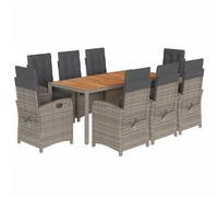 Maison exclusive - ensemble à manger de jardin 9 pcs coussins gris résine tressé