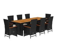 Maison exclusive - ensemble à manger de jardin 9pcs coussins noir résine tressée