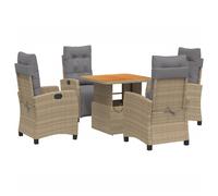 Maison exclusive - ensemble à manger de jardin avec coussins 5pcs beige poly rot