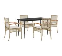 Maison exclusive - ensemble à manger de jardin avec coussins 5pcs beige poly rot