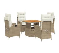 Maison exclusive - ensemble à manger de jardin avec coussins 5pcs beige poly rot