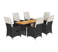 Maison exclusive - ensemble à manger de jardin coussins 7 pcs noir résine tressé