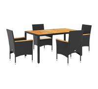 Maison exclusive - ensemble à manger de jardin et coussins 5 pcs noir rotin acac