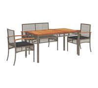 Maison exclusive - ensemble à manger jardin 4pcs et coussins gris résine tressée