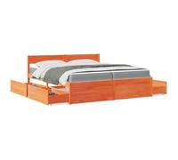 Maison Exclusive - Lit avec tiroirs/matelas cire marron 200x200 cm bois massif pin