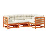 Maison exclusive - salon de jardin 4 pcs avec coussins cire marron bois pin mass