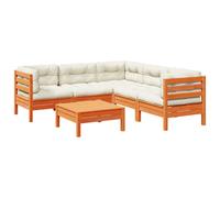 Maison exclusive - salon de jardin 6 pcs avec coussins cire marron bois pin mass