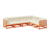 Maison exclusive - salon de jardin 6 pcs avec coussins cire marron bois pin mass