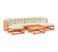 Maison exclusive - salon de jardin 7 pcs avec coussins cire marron bois pin mass