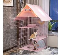 Maison extérieure pour Chat, Grande Cage de Transport pour Chat - Cage à Chat à 3 Niveaux avec bac à litière, Cage Pliable pour Chat d'intérieur (C)