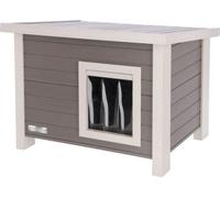 Maison extérieure pour chat - KERBL - ECO Eli - Gris / Blanc - 57 x 45 x 43 cm