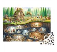 Maison Forestière Cavernes Souterraines Puzzle 1000 Pièces Papier pour Adultes Décoration Détente Cadeau 52x38cm/1000pcs