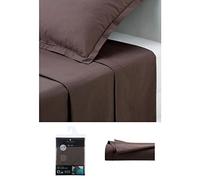Maison futée - Drap plat 1 personne 180x290 cm 100% Coton - Chocolat
