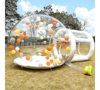Maison Gonflable de 3 m avec Tunnel de 1,5 m, dôme Gonflable en Forme de Bulle, Aire de Jeux avec souffleur et Pompe, idéale pour Les fêtes d'anniversaire et Les Mariages