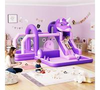 Maison gonflable dinosaure avec glissière et blower, grand château rebondissant en tissu Oxford 382 × 375 × 254 cm, maison de saut pour enfants pour les fêtes dans le jardin, jeu intérieur et