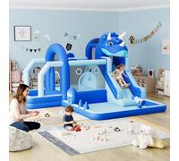Maison gonflable dinosaure avec glissière et blower, grand château rebondissant en tissu Oxford 382 × 375 × 254 cm, maison de saut pour enfants pour les fêtes dans le jardin, jeu intérieur et