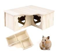 Maison Hamster 22.5x18x8cm, Cachette pour Petit Animaux, Maison Cochon D'Inde et Hamster en Bois, Maisonnette pour Hamster pour Hamster Nain, Gerbille, Chinchilla et Autres Petits Animaux de Compagnie