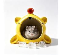 Maison Hamster Céramique Forme d'animal, Grotte Animaux Compagnie, Lit Frais Toutes Saisons, Décor D'habitat Coloré Durable Facile À Nettoyer, for Hamster Nain, Gerbille, Petits Rongeurs(Jaune)
