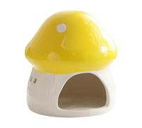 Maison Hamster en Céramique Champignon Refuge Cachette pour Petits Rongeurs Habitat Bol Nourriture Ornement Adaptée à La Décoration Maison Cadeau Coch, Jaune