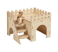 Maison hamster Habitat d'intérieur en bois naturel à 2 étages avec échelle | Maison Décorative pour Rongeur Nain pour Petits Animaux Hérisson Chinchilla Souris Anti-Ennui Escalade