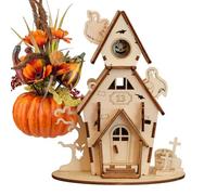 Maison hantée d'Halloween - Kit de construction - Fantôme hanté - Sorcière | Maison effrayante miniature pour couloir, cheminée, salon, bibliothèque