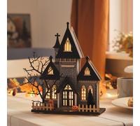 Maison Hantée en Bois à LED Blanc Chaud