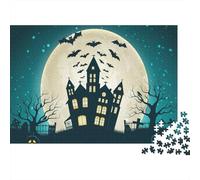 Maison hantée Puzzle 1000 Pièces Educa Jouet en Bois Cadeau Unique Décoration Intérieure Nuit de Lune Bat Jeu Éducatif Challenge Toy pour Adultes Et Enfants À Partir De 12 Ans 1000pcs (75x50cm)