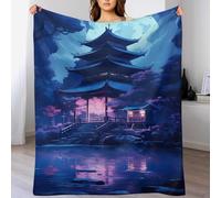 Maison Japonaise au Bord du lac Couverture Confortable, Chaude, Douce, Confortable, Facile d'entretien, Lavable en Machine, pour Lit Ou Canapé 140×180cm