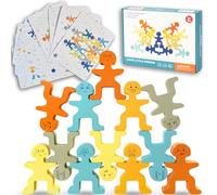 Maison Julia - Les Acrobates - Jeu Société Enfant dès 3 Ans - Bloc de Construction en Bois 18 Figurines Colorées à Empiler - Montessori 4 Ans - Cartes Illustratives - Cadeau Anniversaire Noel Famille