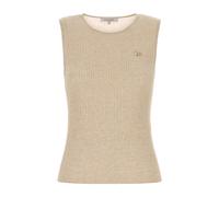 Maison Kitsuné - Baby Fox Fine Rib Knitted Top - Femme - Tops - Beige - Taille: 38 FR
