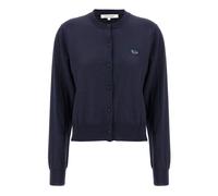 Maison Kitsuné - Cardigan Regular avec Patch Bébé Renard - Femme - Pulls - Bleu - Taille: 40 FR