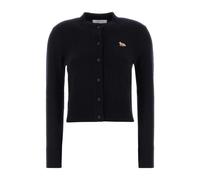 Maison Kitsuné - Cardigan ajusté en laine d'agneau Baby Fox - Femme - Pulls - Bleu - Taille: 38 FR