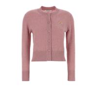 Maison Kitsuné - Cardigan ajusté en laine d'agneau Baby Fox - Femme - Pulls - Rose - Taille: 42 FR