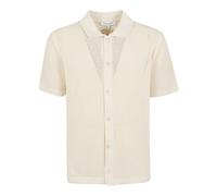 Maison Kitsuné - Cardigan Court à Manches Courtes en Maille Ajourée - Homme - Pulls - Beige - Taille: S