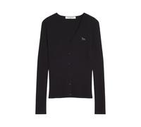 Maison Kitsuné - Cardigan en Laine Côtelée Fine Baby Fox - Femme - Pulls - Noir - Taille: 42 FR