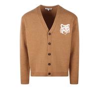 Maison Kitsuné - Cardigan en laine Tête de Renard Fox Head - Homme - Pulls - Brun - Taille: XL